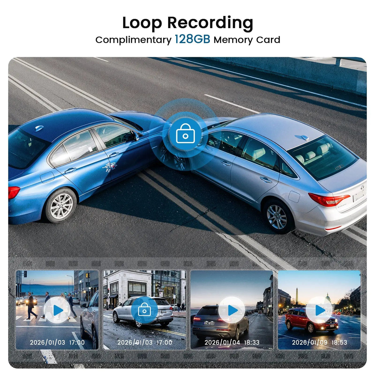 TERUNSOUL D016 Dash Cam 4K+4K 2-Channel Front and Rear